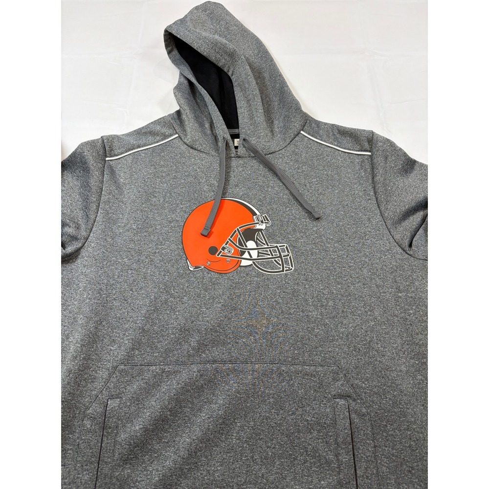 Cleveland Browns NFL Team Apparel Hoodie Mens XL Gray Helmet Pullover Fleece